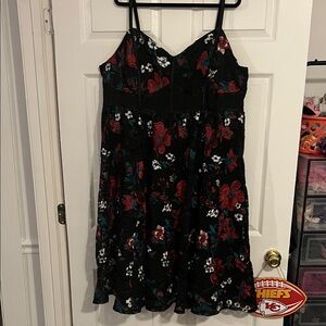 Floral Black and Red Kids Dress